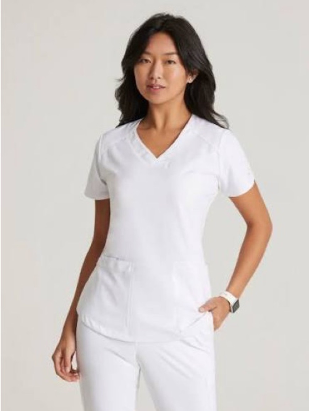 NRG by Barco Stretch White Scrub Top XS